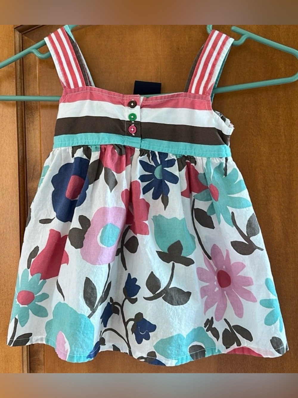 Mini Boden Girls Floral Smocked Empire Waist Babydoll Tank Top Camisole Blouse 5